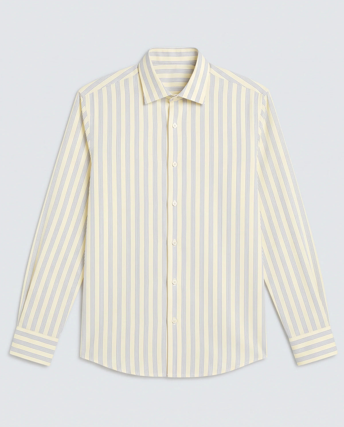 Rare Rabbit Men's Lexab Yellow Cotton Fabric Full Sleeve Spread Collar Button Regular Striped Shirt