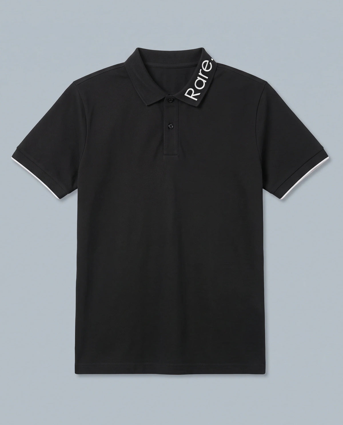 Rare Rabbit Men's Limo-S26 Black Cotton Blend Fabric Half Sleeve Spread Collar Regular Fit Plain Polo