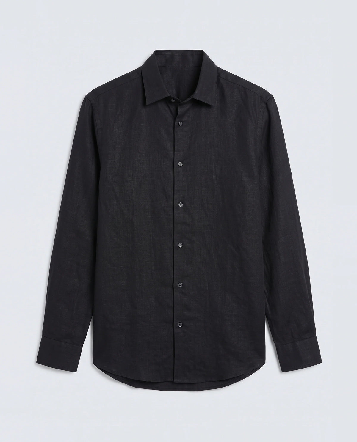 Rare Rabbit Men's Linex Ls Black Linen Blend Fabric Full Sleeve Spread Collar Regular Fit Plain Shirt