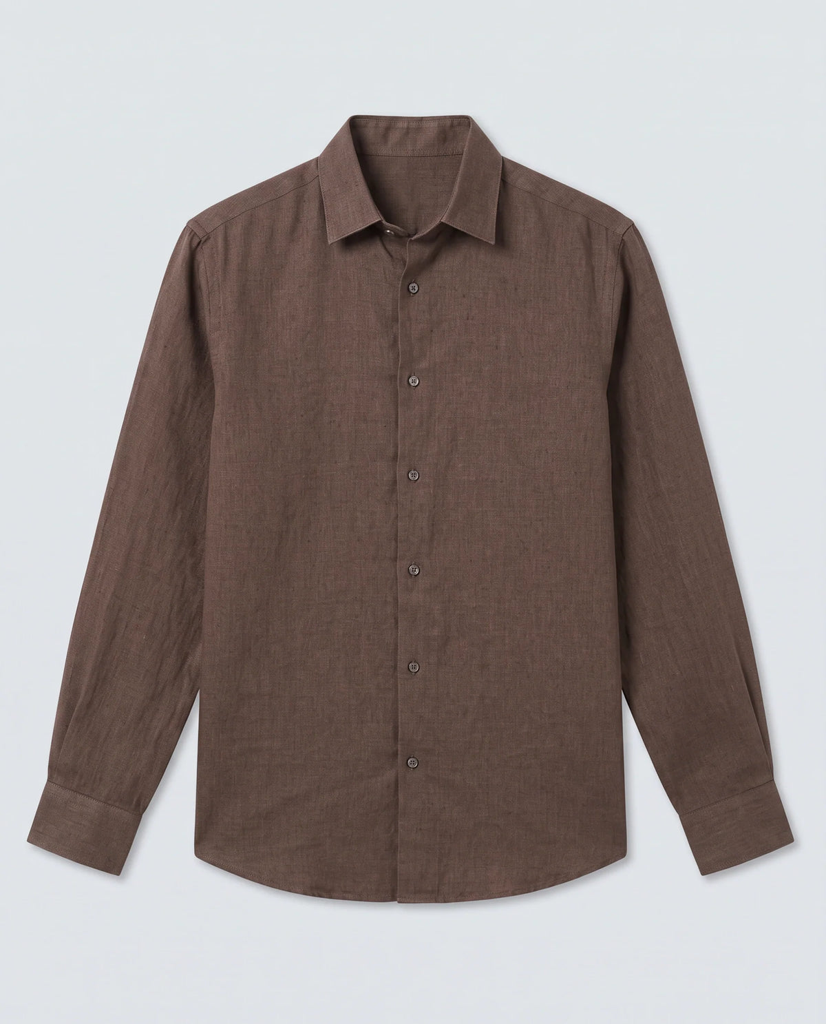 Rare Rabbit Men's Linex Ls Dark Brown Linen Blend Fabric Full Sleeve Spread Collar Regular Fit Plain Shirt