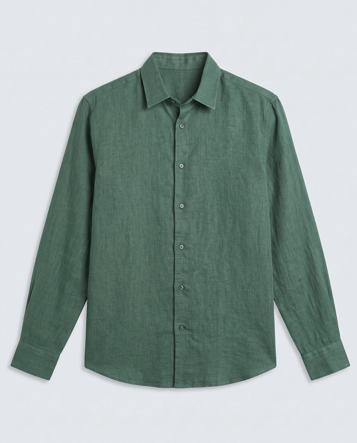Rare Rabbit Men's Linex Ls Dark Green Linen Blend Fabric Full Sleeve Spread Collar Regular Fit Plain Shirt