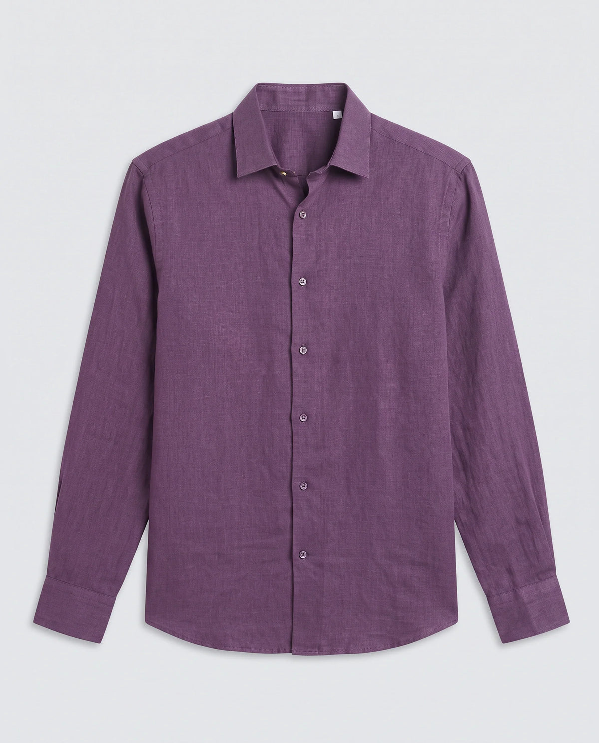 Rare Rabbit Men's Linex Ls Dark Purple Linen Blend Fabric Full Sleeve Spread Collar Regular Fit Plain Shirt