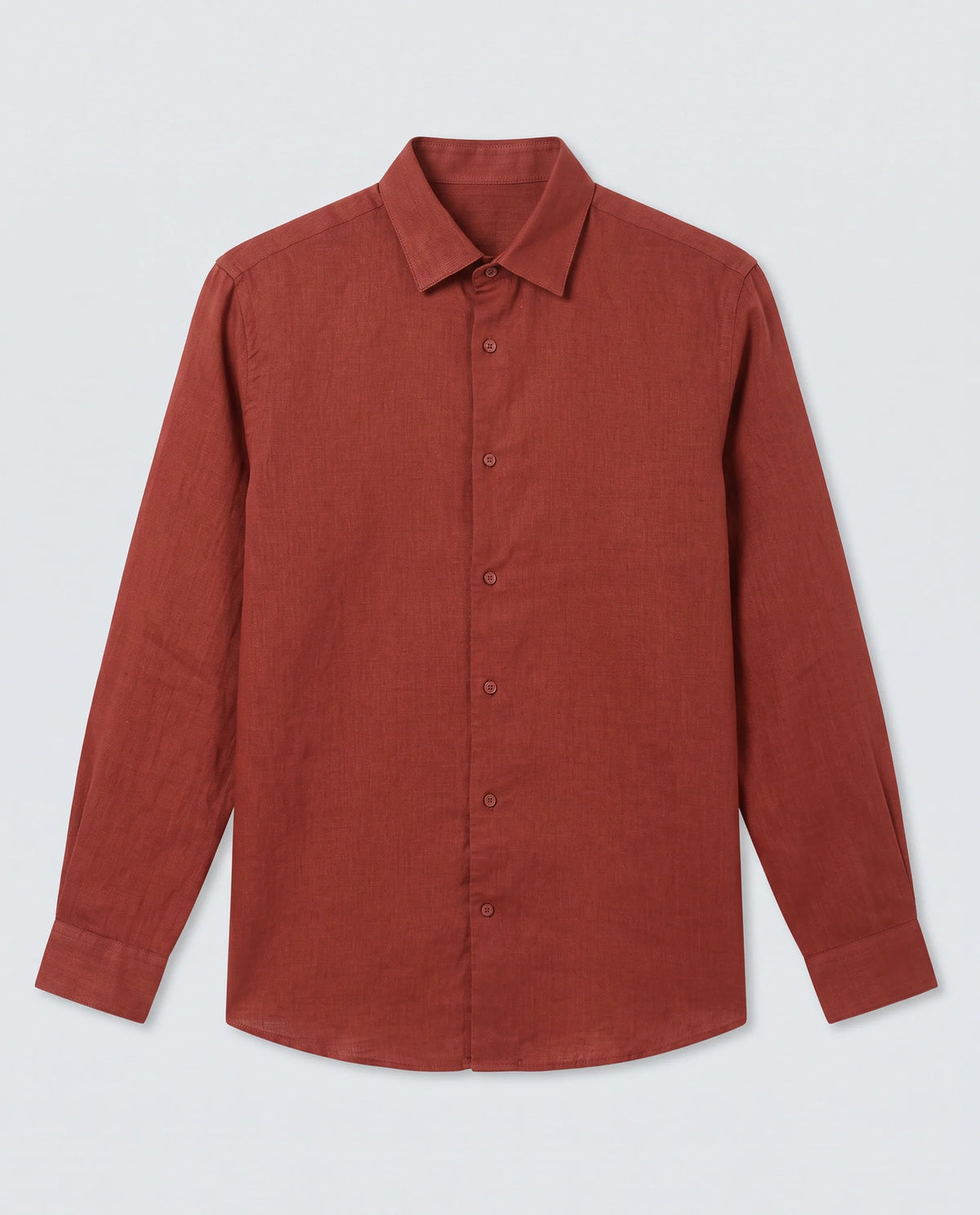 Rare Rabbit Men's Linex Ls Red Linen Blend Fabric Full Sleeve Spread Collar Regular Fit Plain Shirt