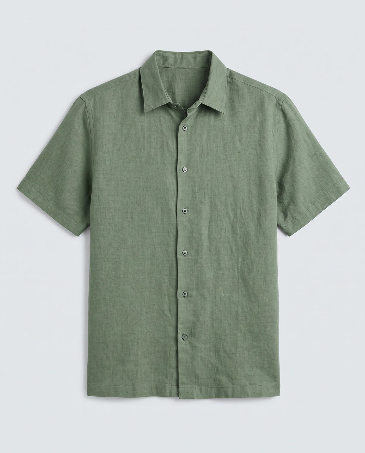 Rare Rabbit Men's Linex Ss Green Linen Blend Fabric Half Sleeve Spread Collar Regular Plain Shirt