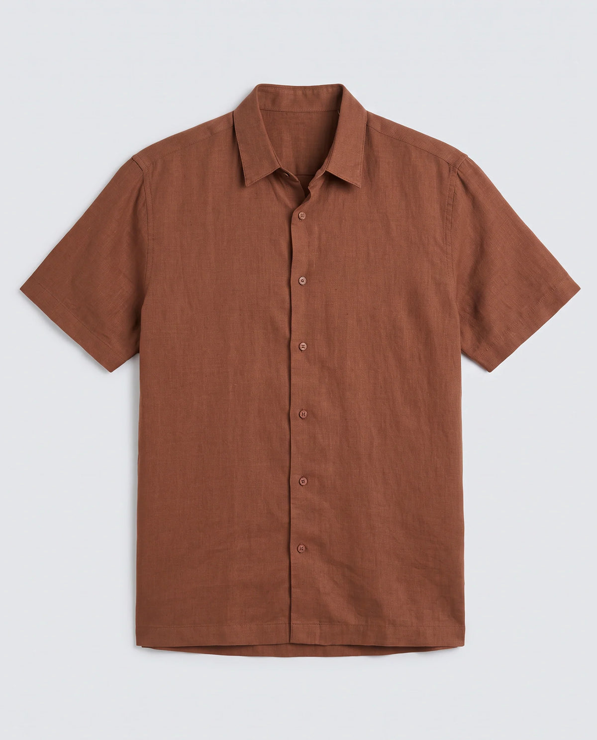 Rare Rabbit Men's Linex Ss Rust Linen Blend Fabric Half Sleeve Spread Collar Regular Plain Shirt