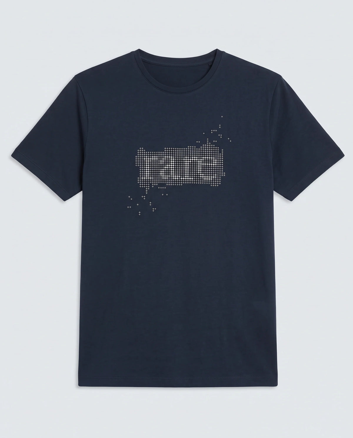 Rare Rabbit Men's Lyne Dark Navy Cotton Blend Fabric Half Sleeve Crew Neck Regular Fit Graphic Print T-Shirt
