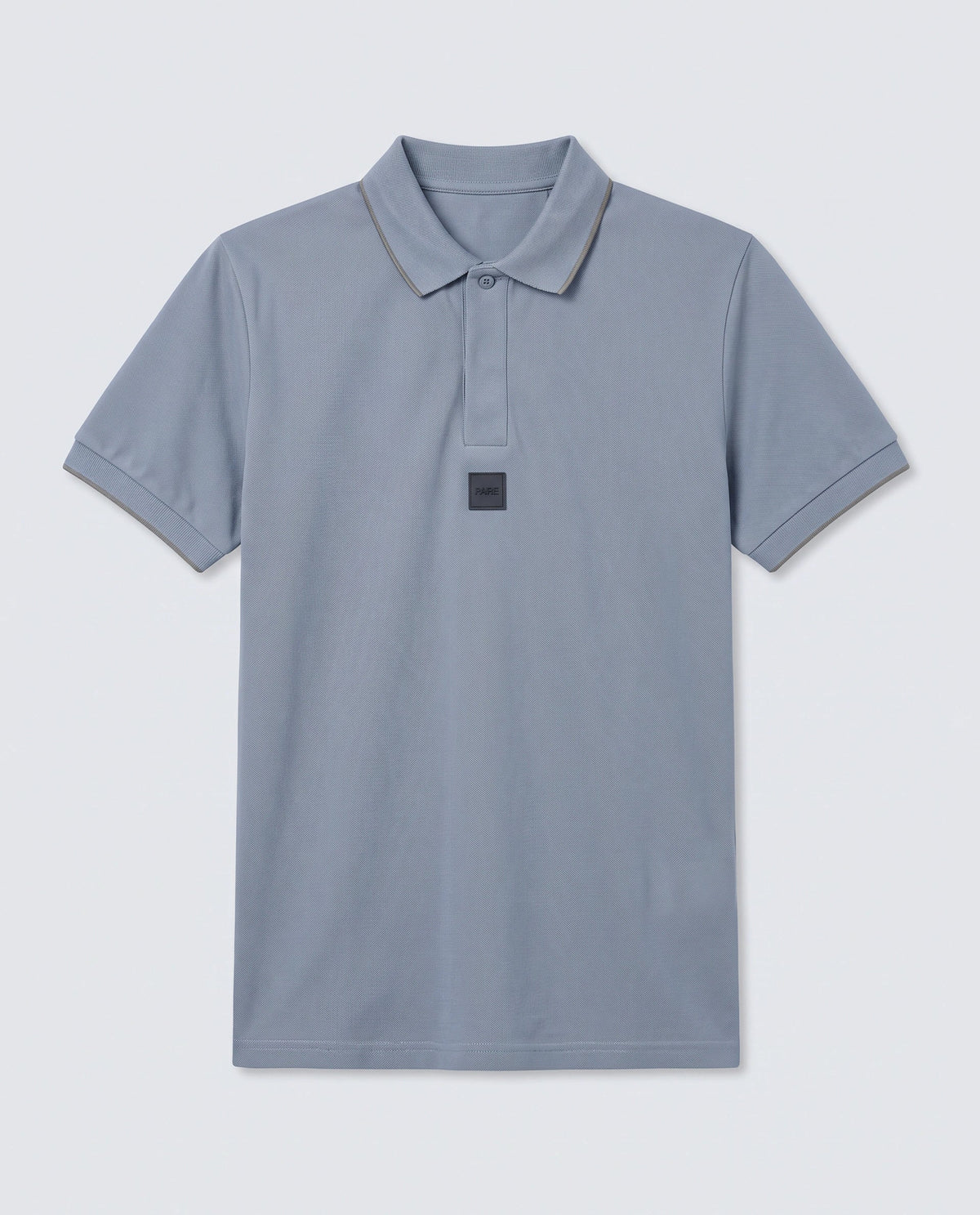 Rare Rabbit Men's Mak Dusky Blue Cotton Blend Fabric Half Sleeve Spread Collar Regular Fit Plain Polo