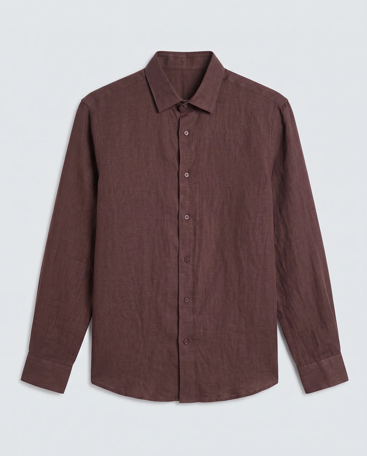 Rare Rabbit Men's Mavi-S26 Dark Maroon 100% Linen Fabric Full Sleeve Spread Collar Regular Fit Plain Shirt