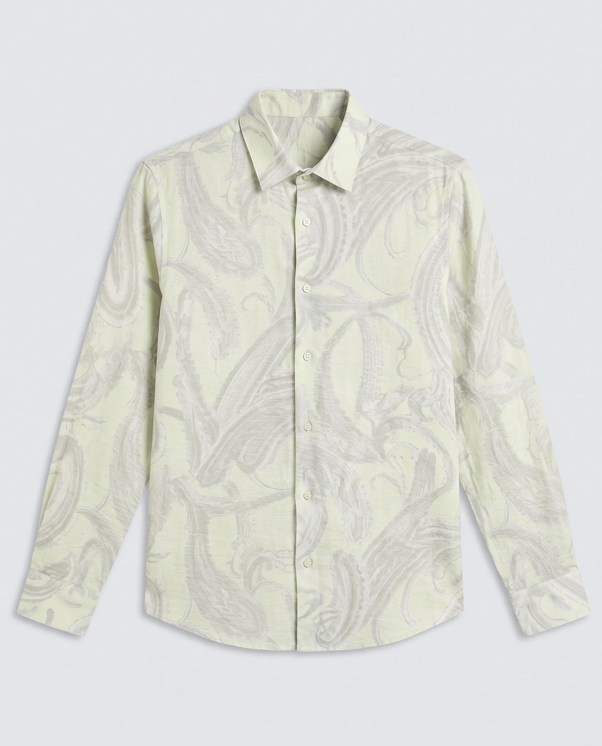 Rare Rabbit Men's Neo Pastel Green Viscose Blend Fabric Full Sleeve Spread Collar Regular Fit Paisley Print Shirt