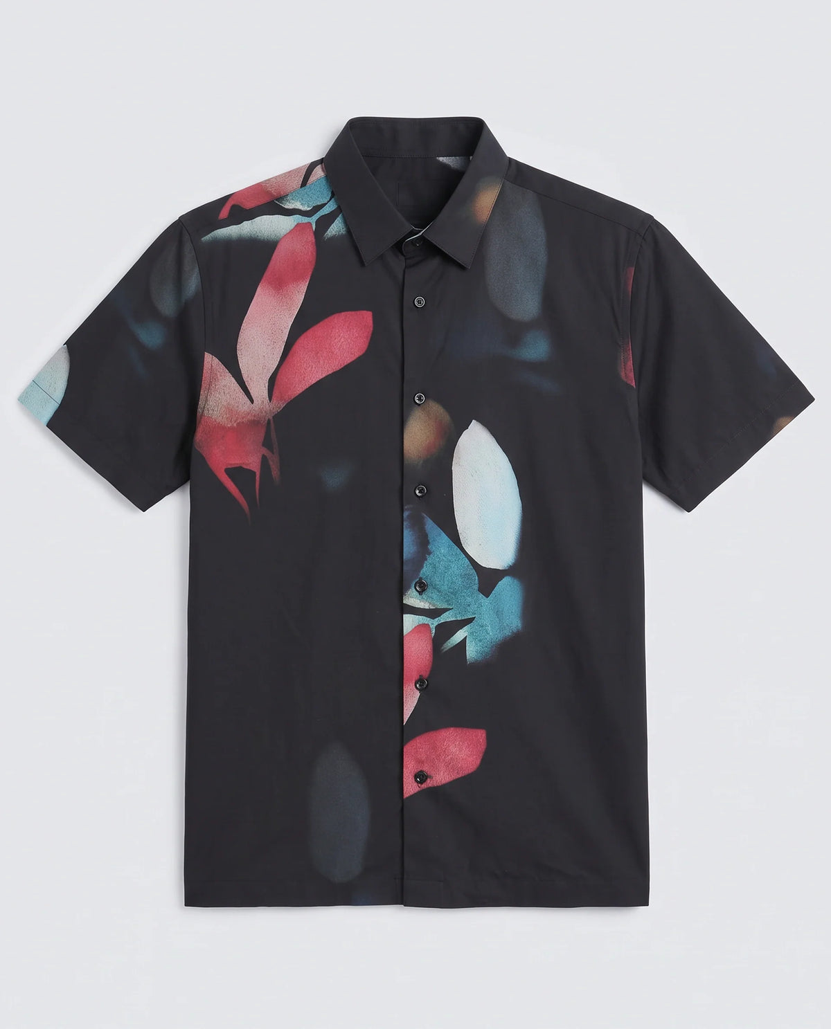 Rare Rabbit Men's Oqen Black Viscose Fabric Half Sleeve Spread Collar Regular Fit Floral Print Shirt