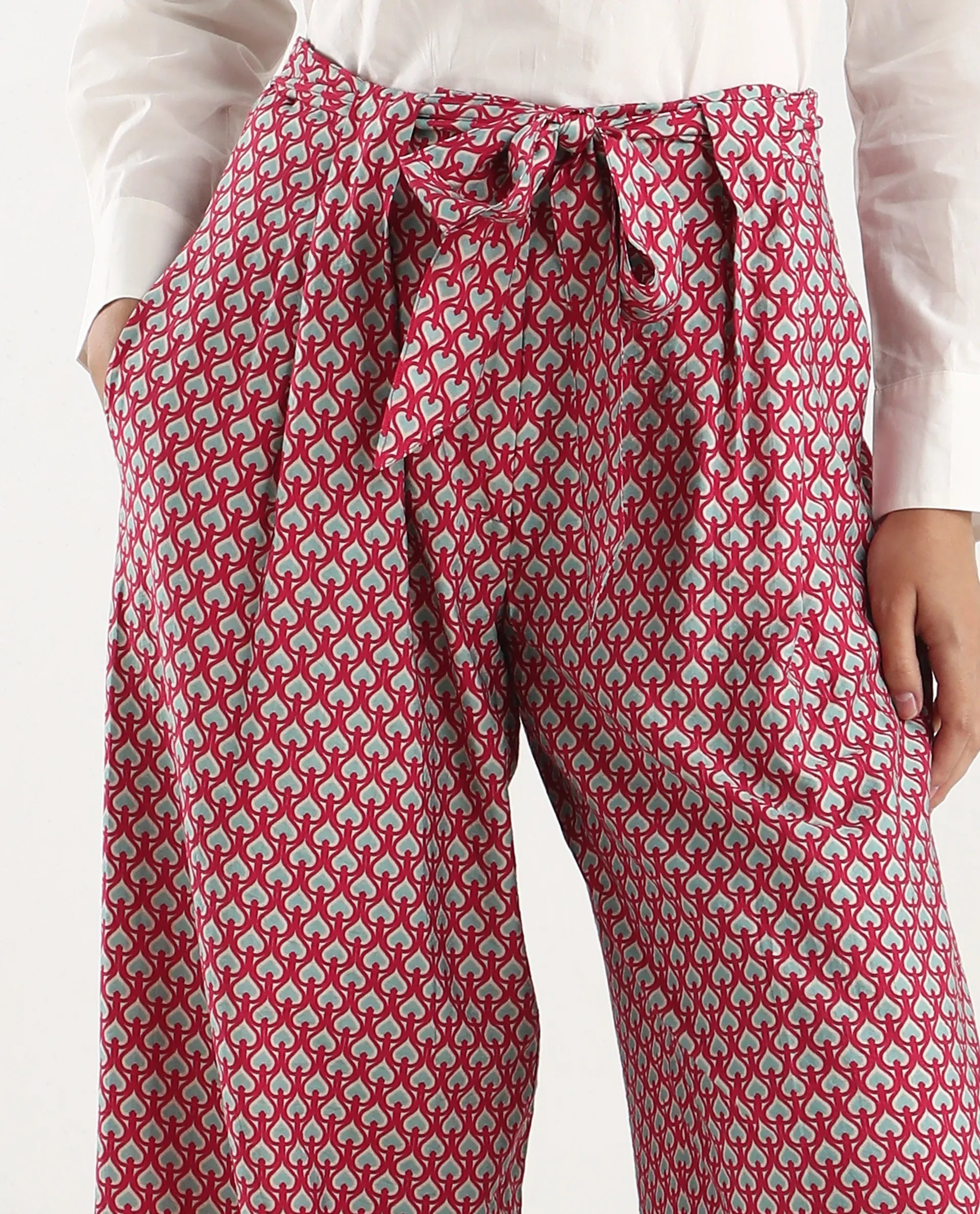 Rareism Women's Imanio Multi Polyester Blend Geometric Print Ankle Length Wide Trouser