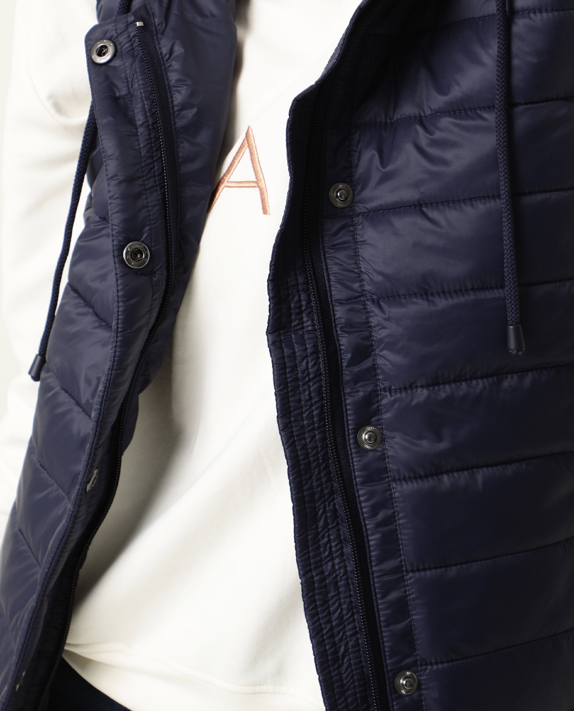 Rareism Women Troop Dark Navy Sleeveless Solid Hooded Jacket