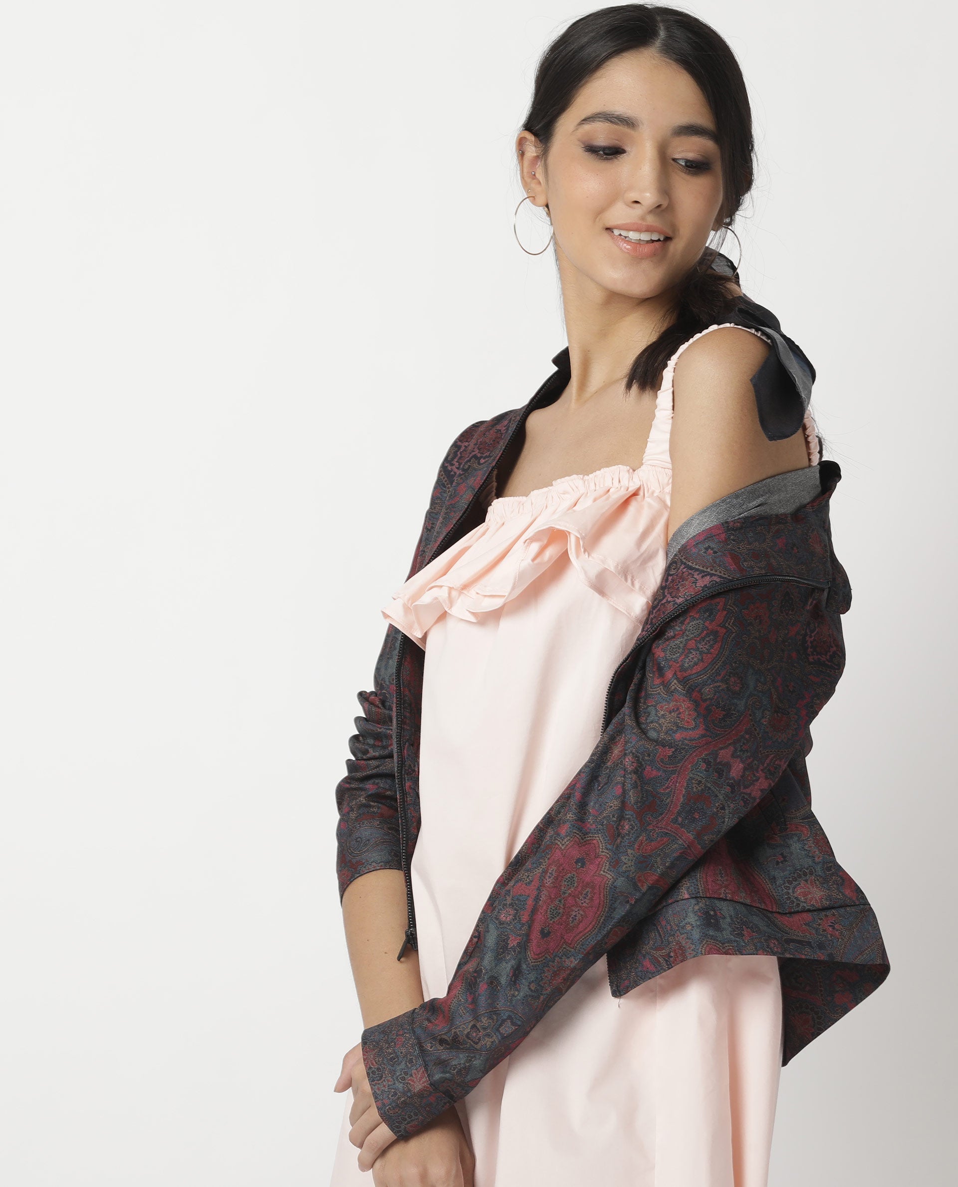 Rareism Womens Lens Pink Top Cotton Lycra Fabric Relaxed Fit Sleeveless Ruffled Neck