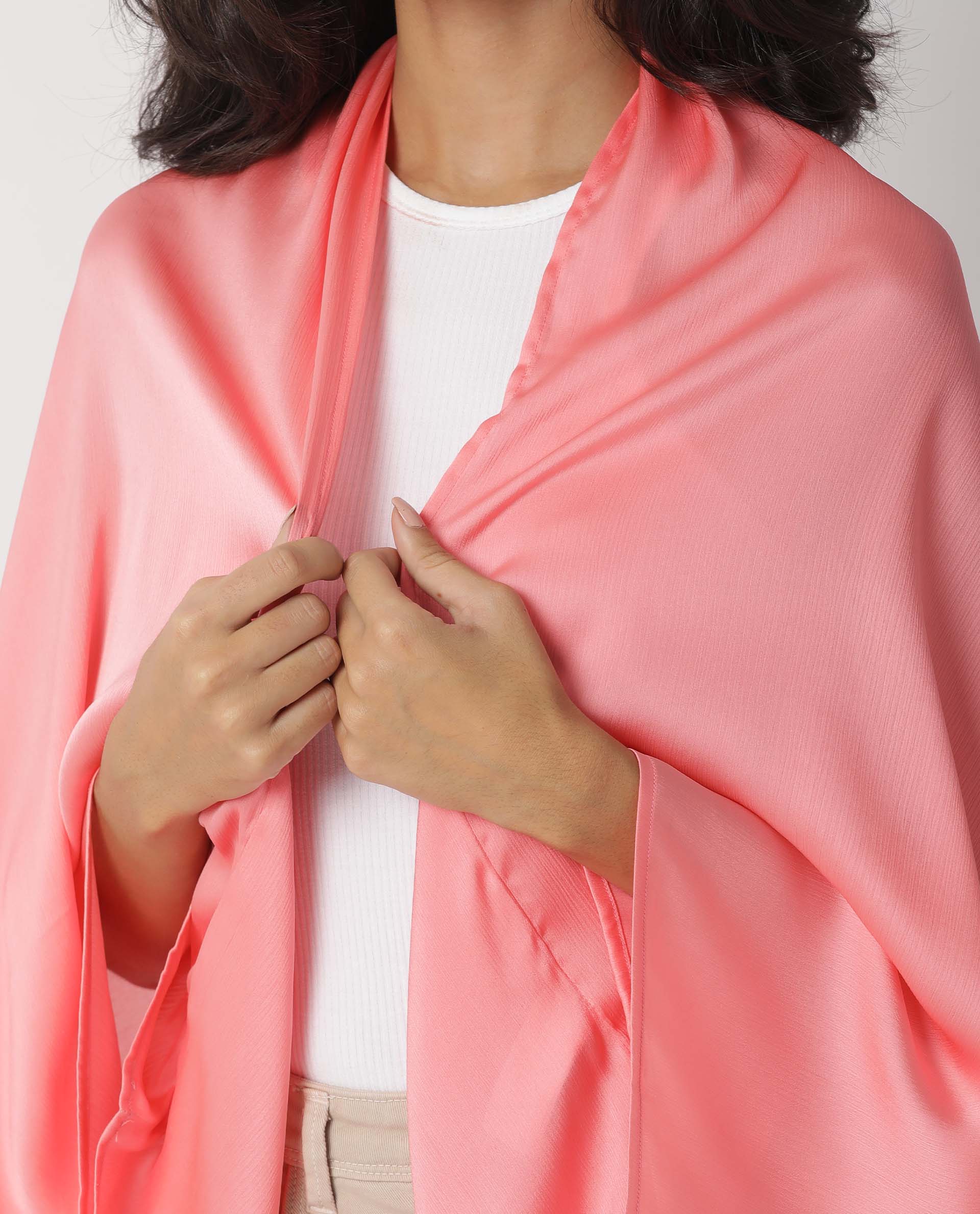 Rareism Womens Nigera Peach Outer Wear Polyester Fabric Regular Fit Cape Sleeves