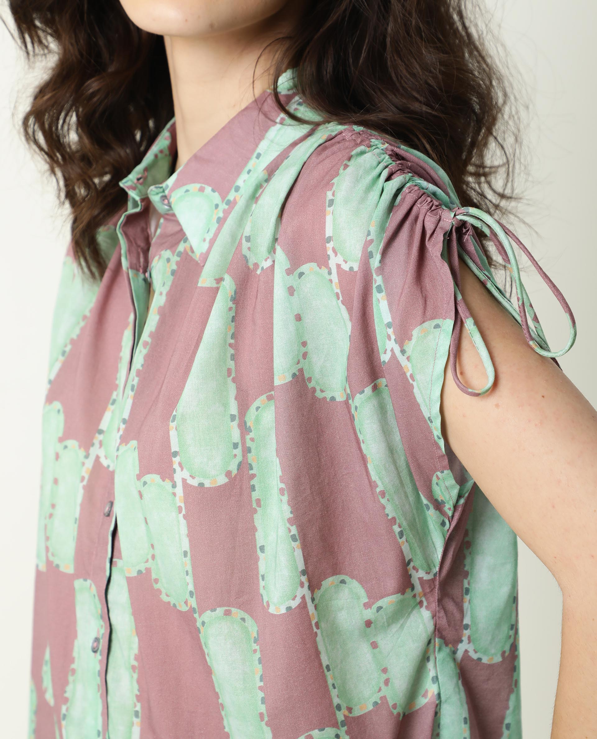 Rareism Womens Hudson Pink Top Cotton Fabric Regular Fit Extended Sleeves Collared Neck