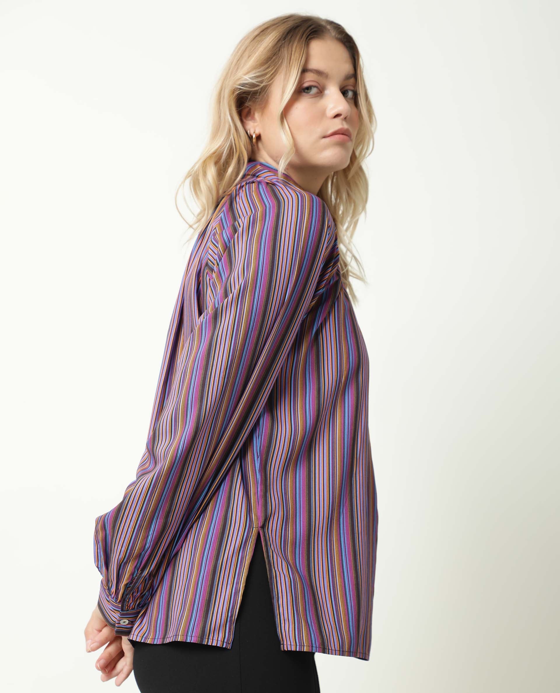 Rareism Womens Autumn Multi Color Top Polycotton Fabric Full Sleeves High Neck