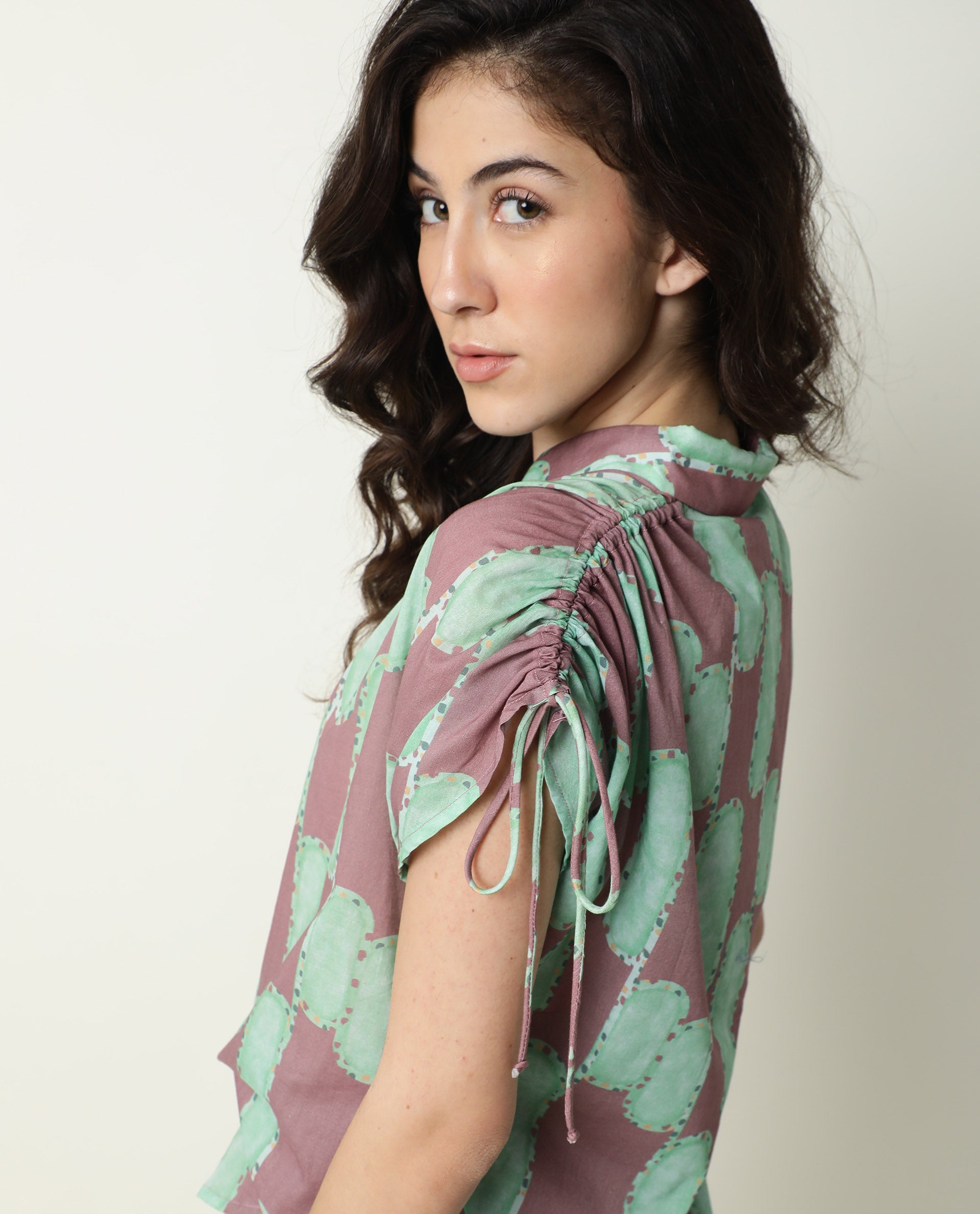 Rareism Womens Hudson Pink Top Cotton Fabric Regular Fit Extended Sleeves Collared Neck