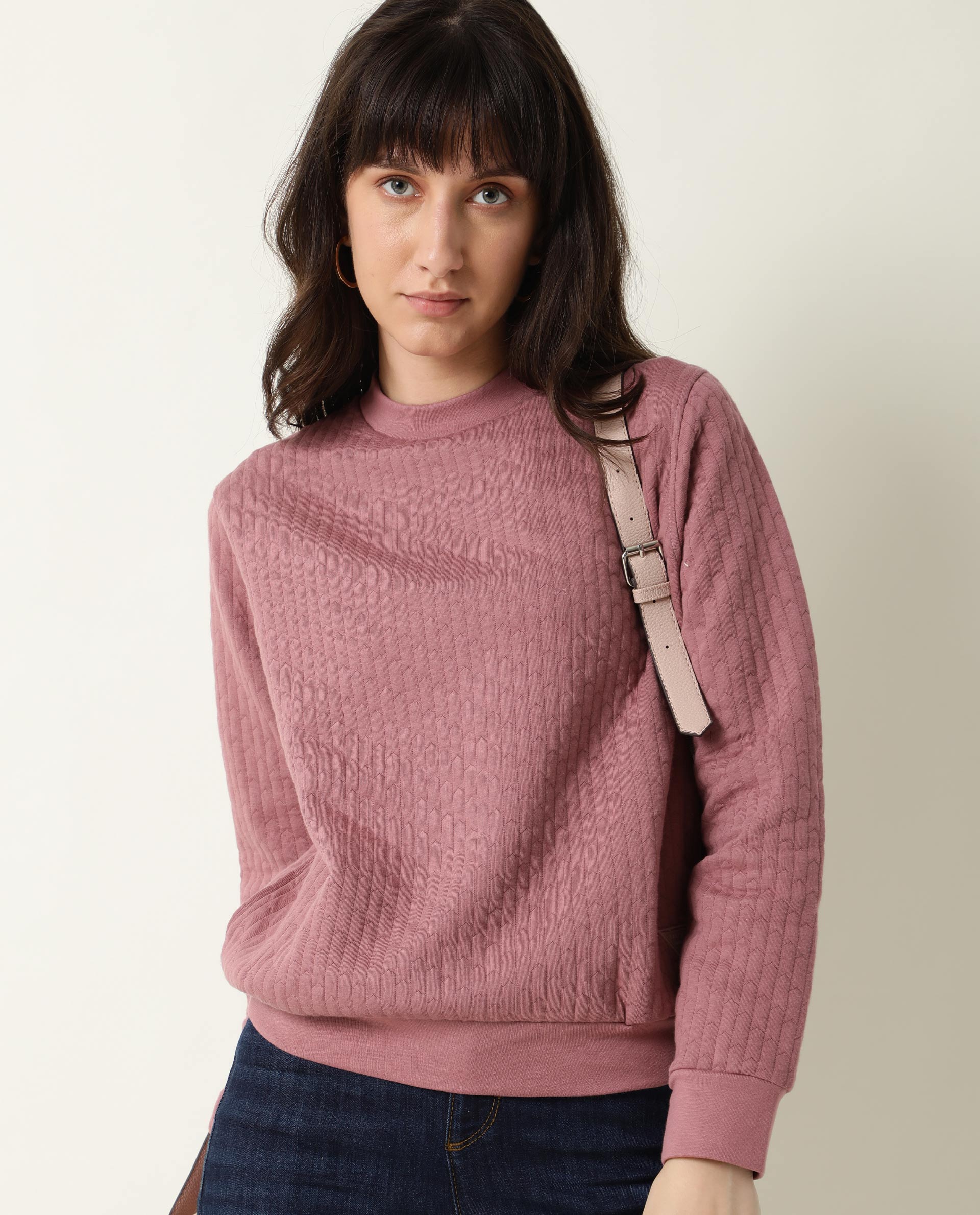 Rareism Women Sid Pink Sweatshirt Solid