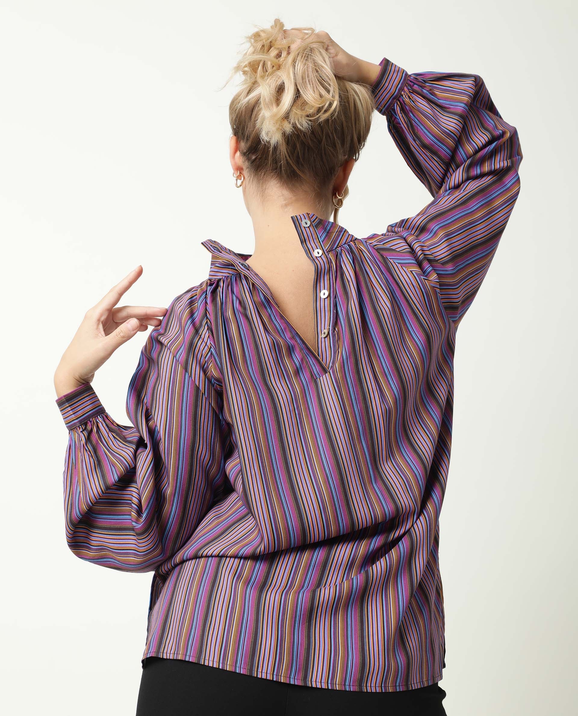 Rareism Womens Autumn Multi Color Top Polycotton Fabric Full Sleeves High Neck