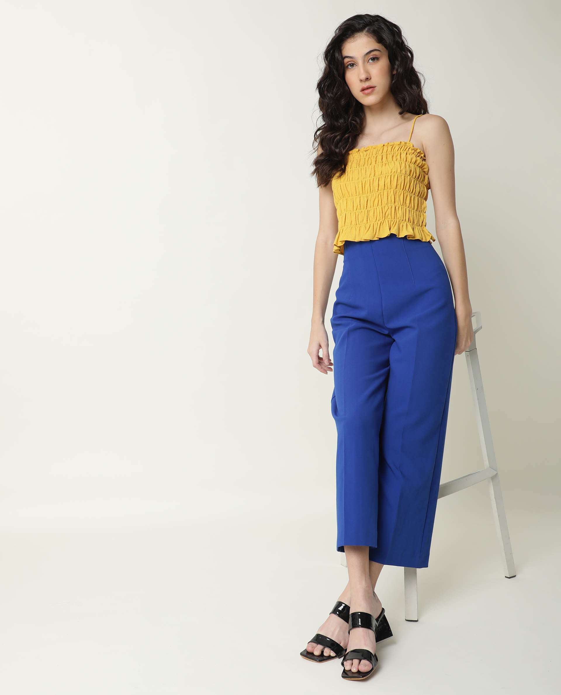 Rareism Womens Declan Yellow Top Cotton Fabric Regular Fit Sleeveless