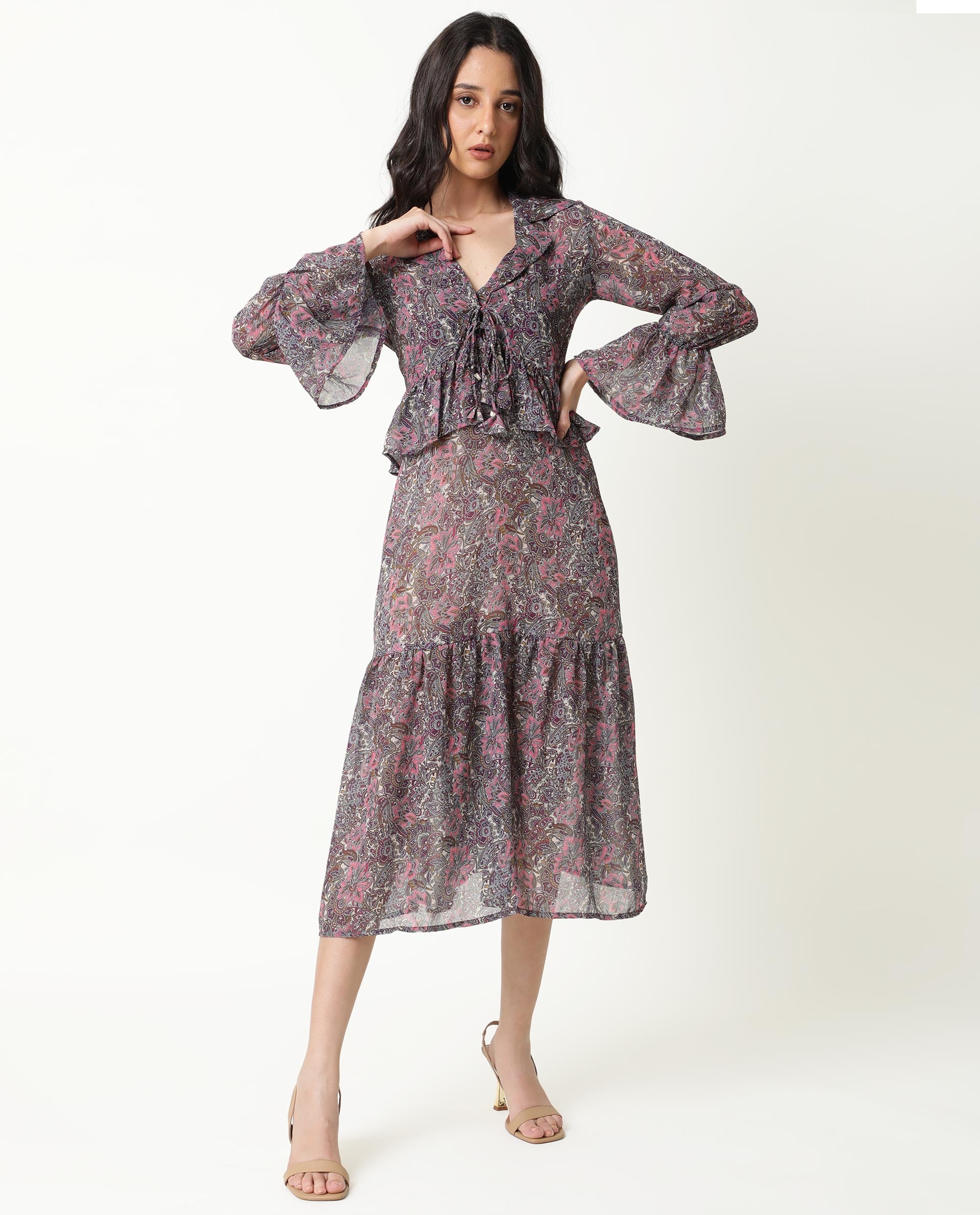 Rareism Women Hill Pink Shrug Polyester Fabric Full Sleeves Drawstring Closure Solid