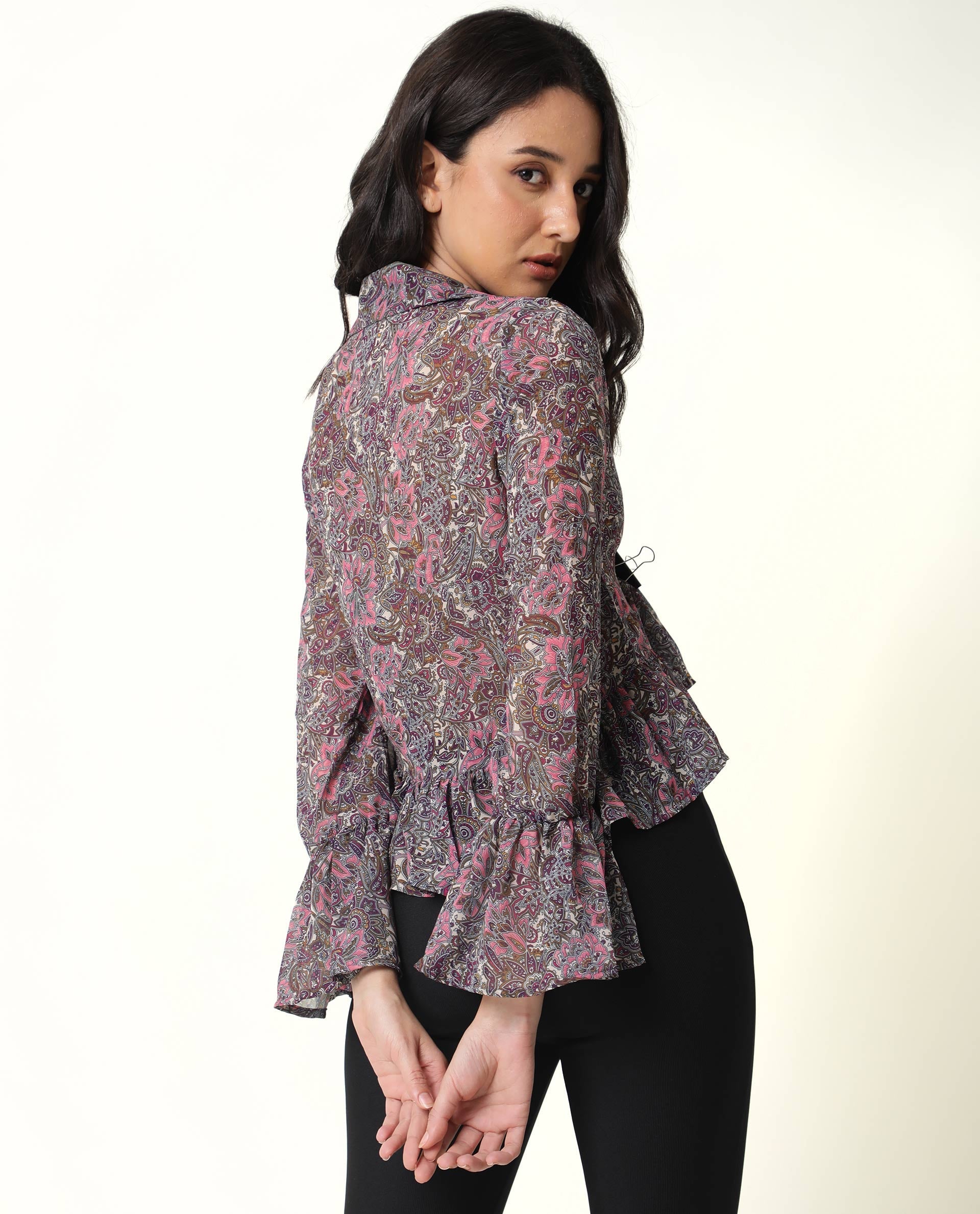 Rareism Women Hill Pink Shrug Polyester Fabric Full Sleeves Drawstring Closure Solid