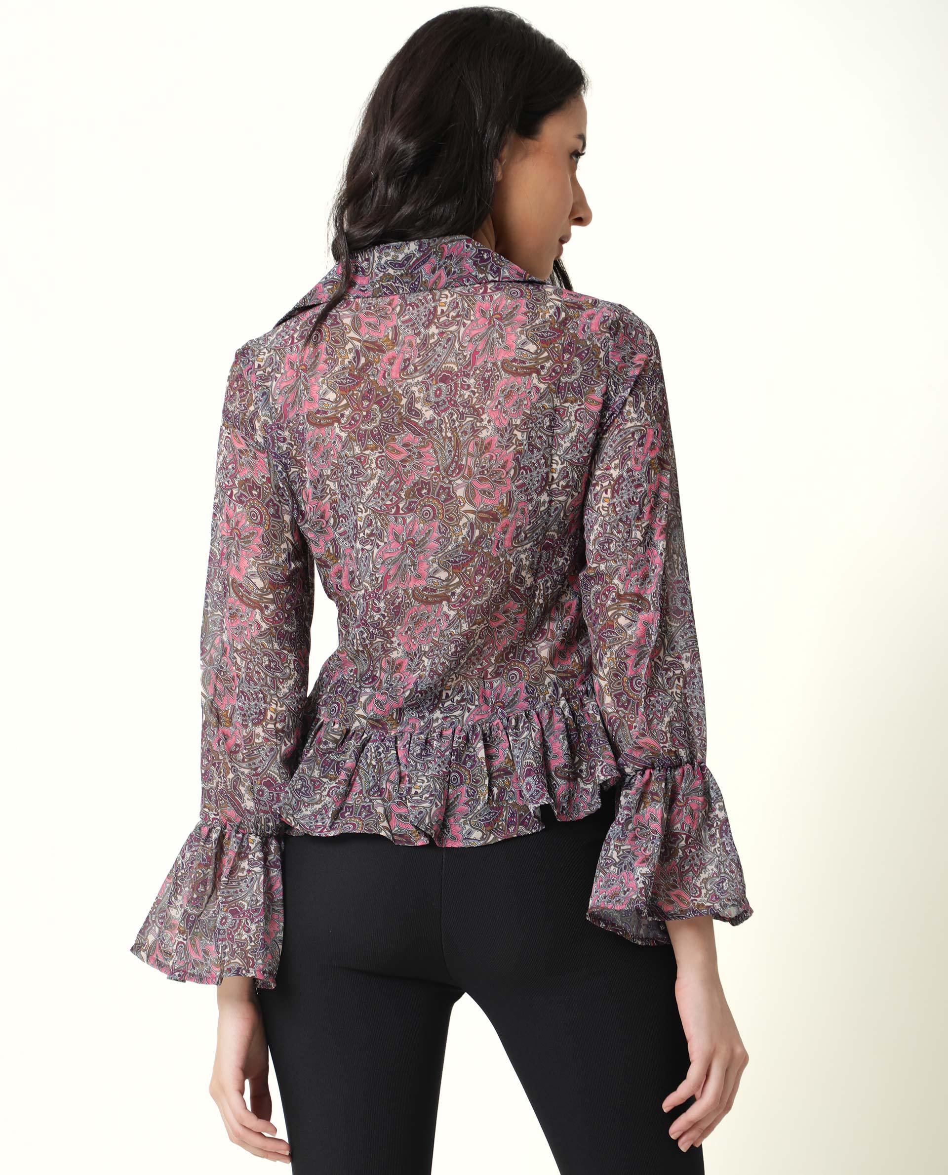 Rareism Women Hill Pink Shrug Polyester Fabric Full Sleeves Drawstring Closure Solid