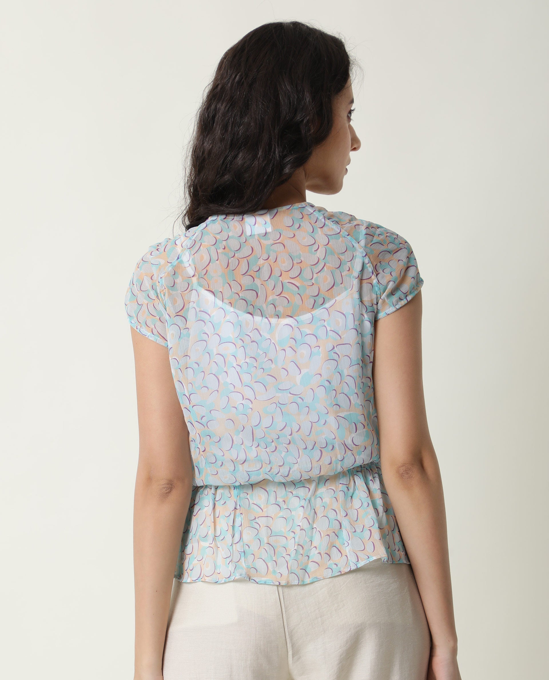 Rareism Women Loves Pastel Purple Viscose Fabric Regular Fit V-Neck Sleeveless Print Top