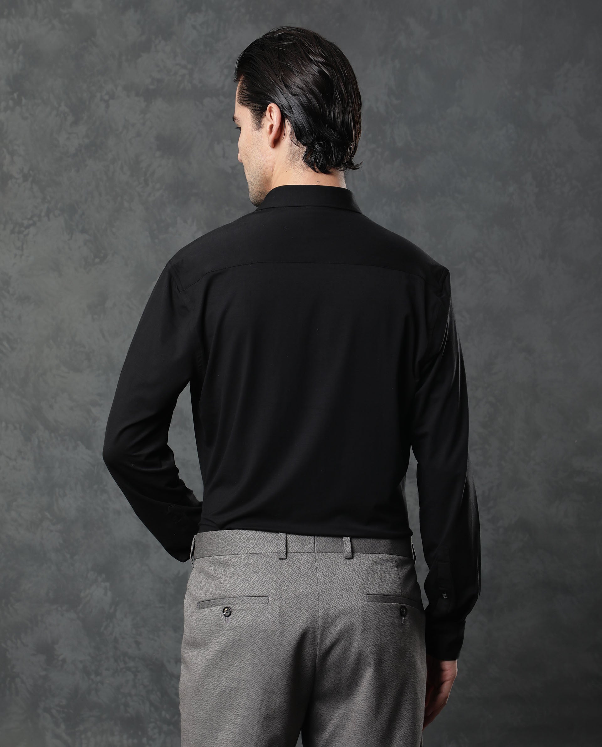 Rare Rabbit Men's Zaco Black Cotton Fabric Full Sleeves Regular Fit Solid Shirt