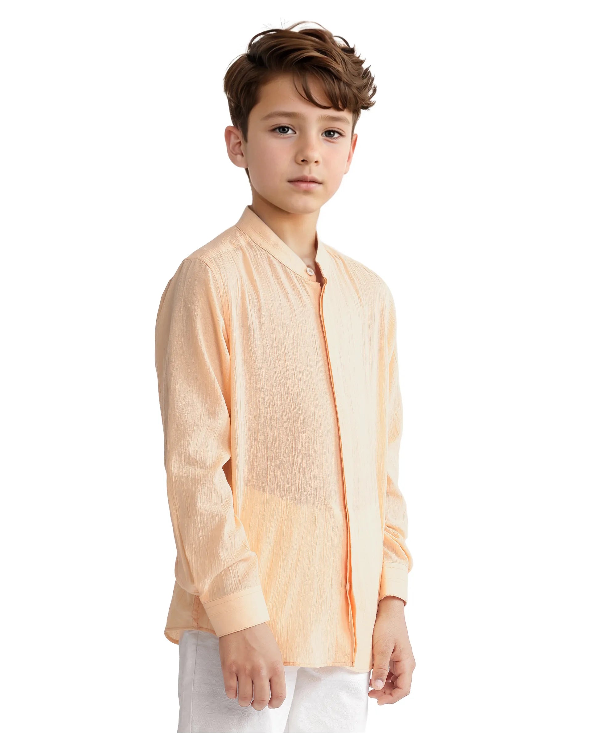Rare Ones Kids Ines Light Orange Cotton Full Sleeve Spread Collar Solid Shirt