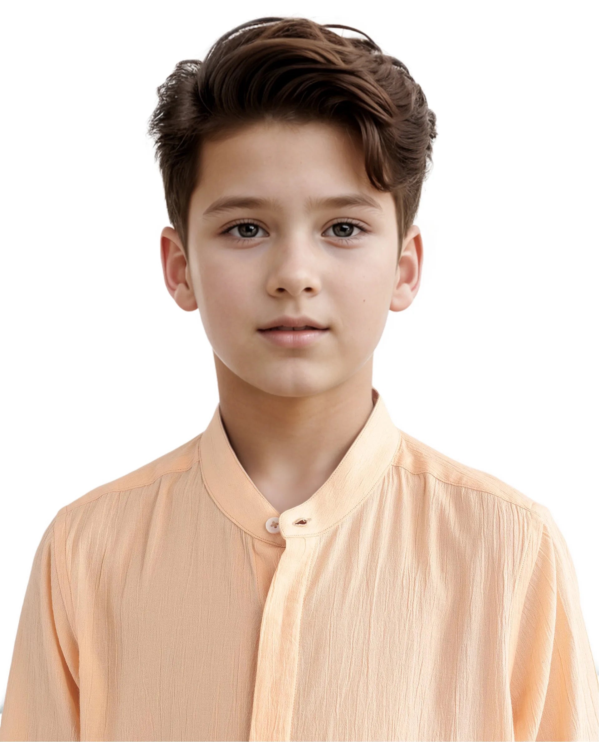 Rare Ones Kids Ines Light Orange Cotton Full Sleeve Spread Collar Solid Shirt