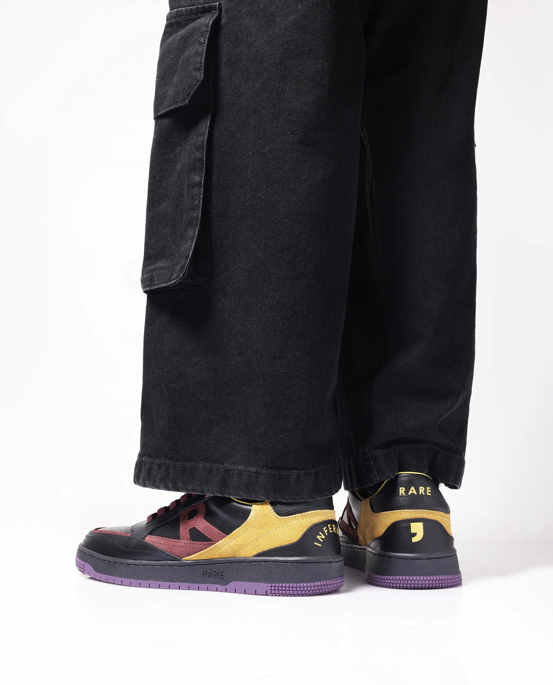 Rare Rabbit Men Inferno Black Lace-Up Closure Sneaker