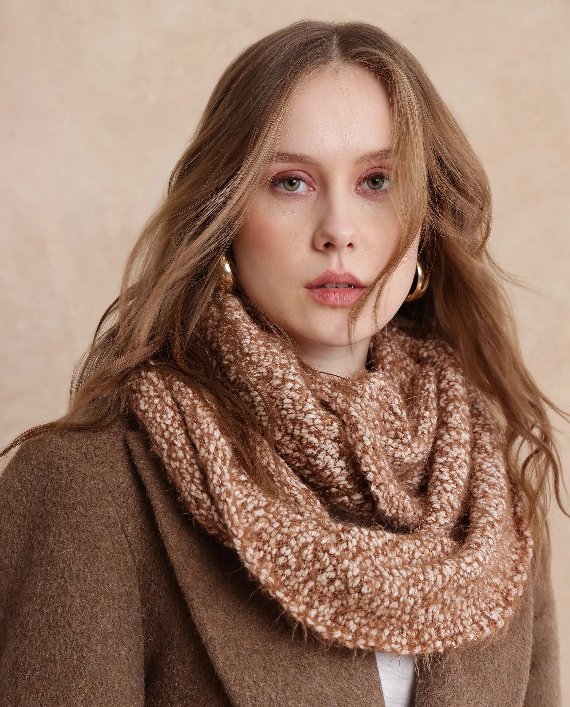 Rareism Women Infinn Brown Acrylic Plain Muffler