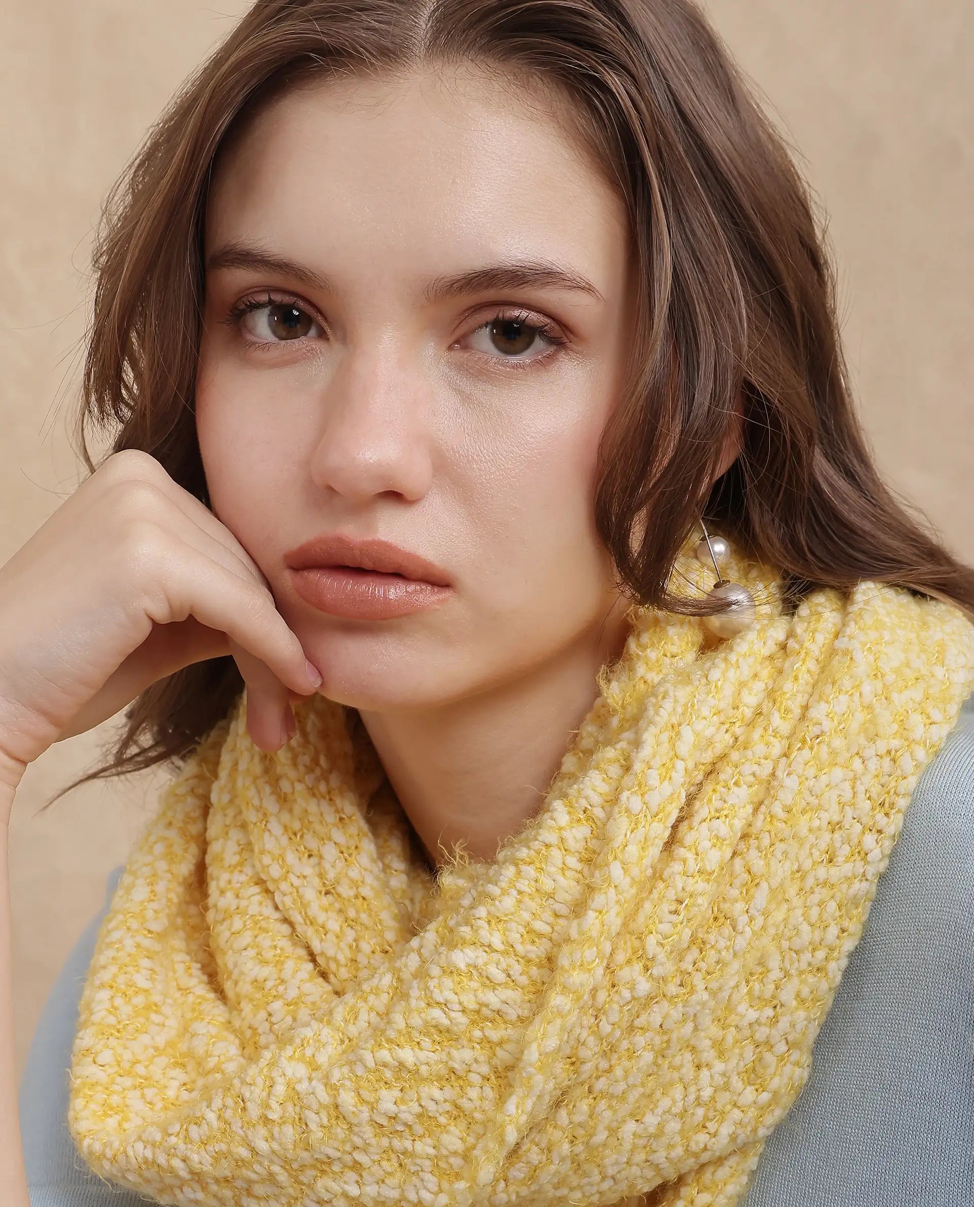 Rareism Women Infinn Yellow Plain Muffler