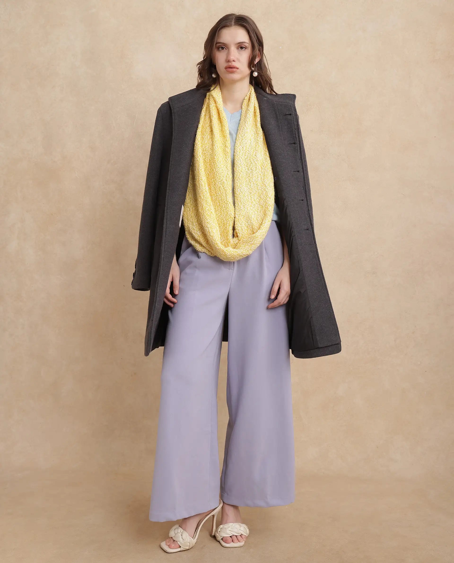 Rareism Women Infinn Yellow Plain Muffler