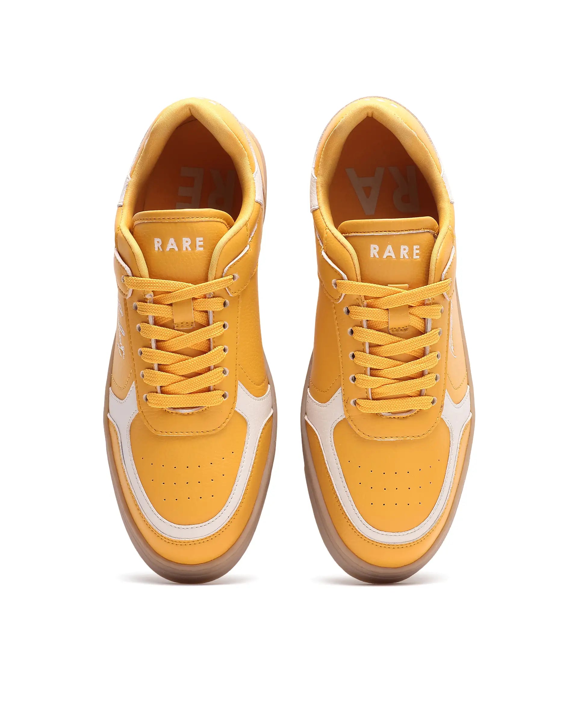 Rare Rabbit Men's Inforo Mustard Micro Leather Sneaker