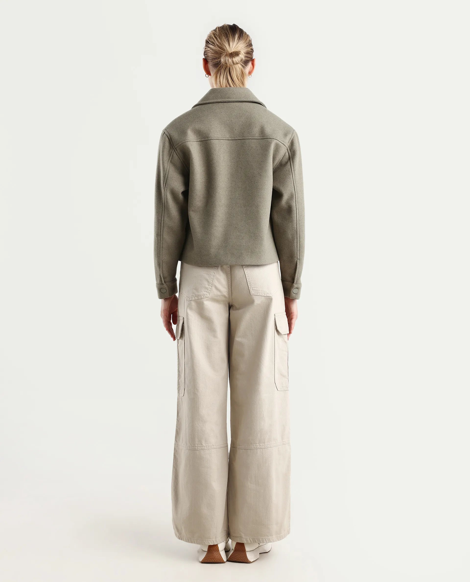 Rareism Women's Itsiz Off Beige Cotton Plain Ankle Length Wide Trouser