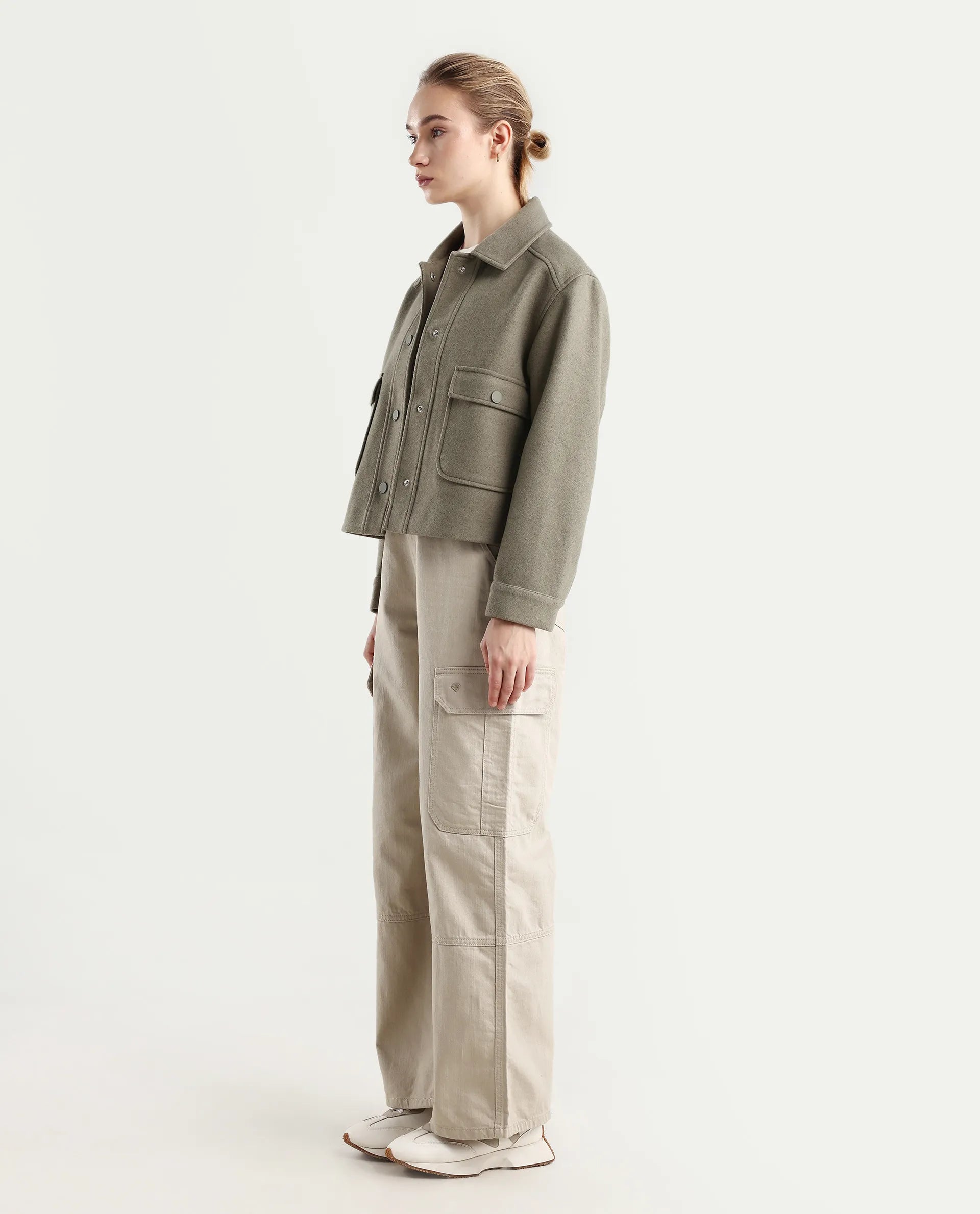 Rareism Women's Itsiz Off Beige Cotton Plain Ankle Length Wide Trouser