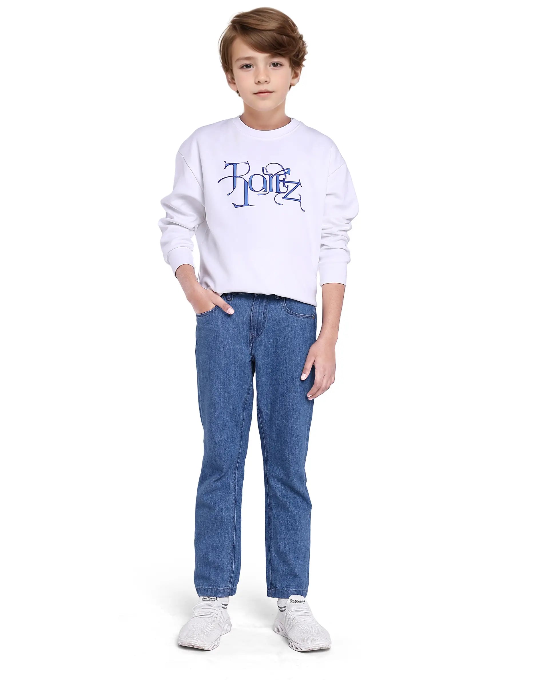 Rare Ones Kids Ivan Light Blue Cotton Slim Fit Denim Pant