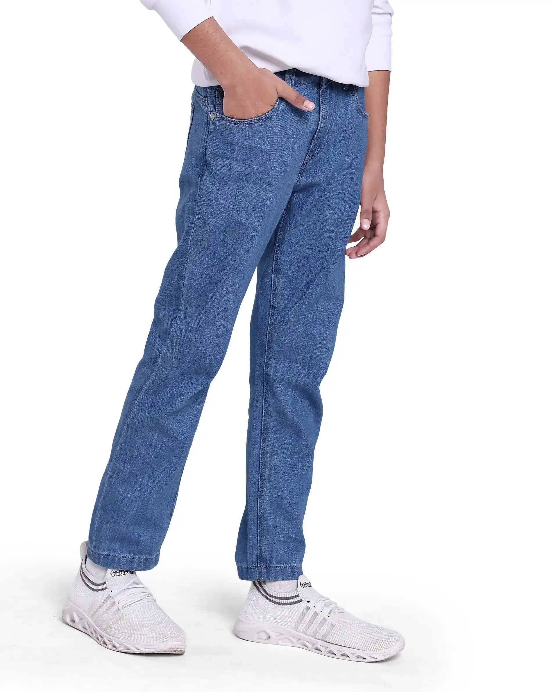 Rare Ones Kids Ivan Light Blue Cotton Slim Fit Denim Pant