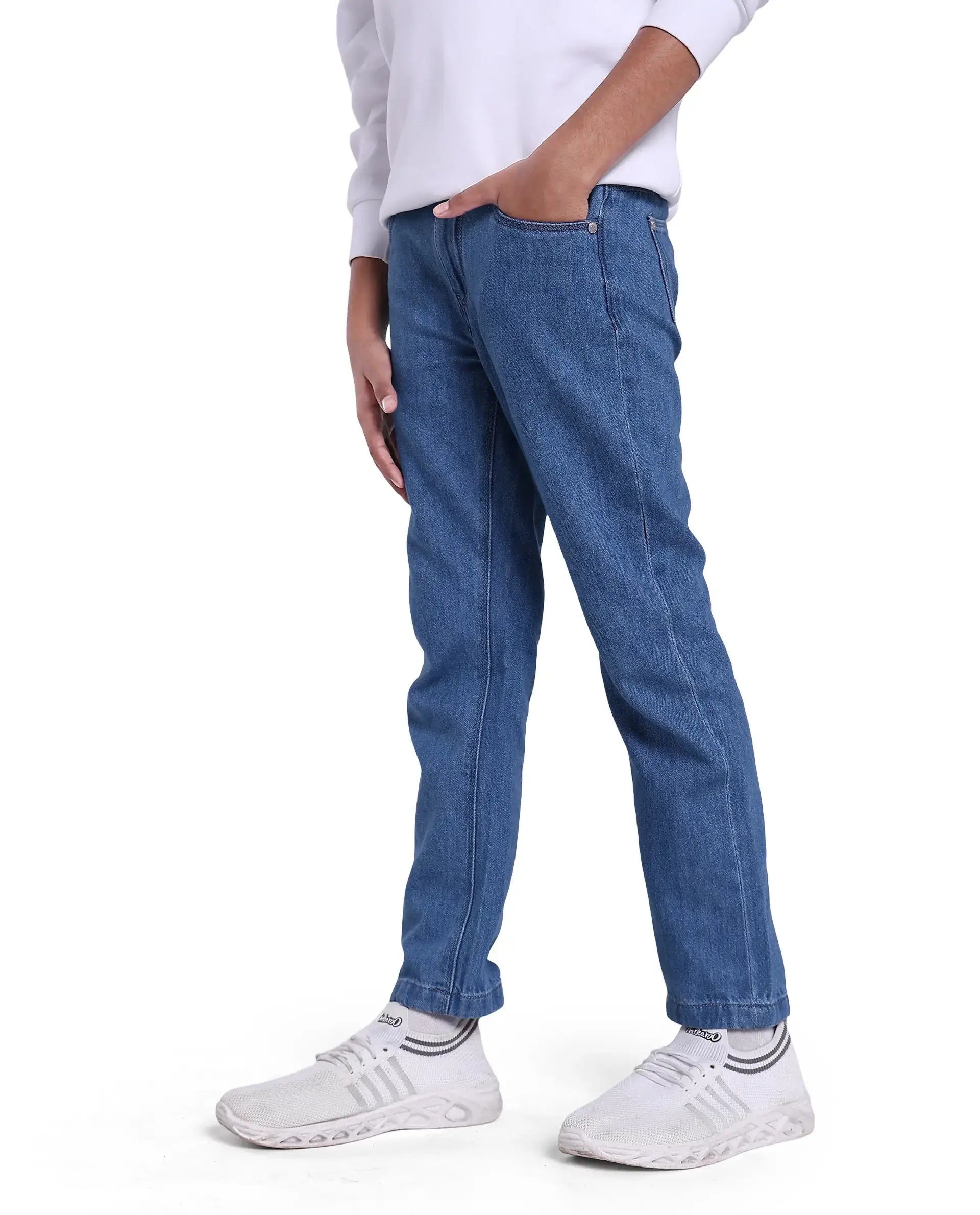 Rare Ones Kids Ivan Light Blue Cotton Slim Fit Denim Pant