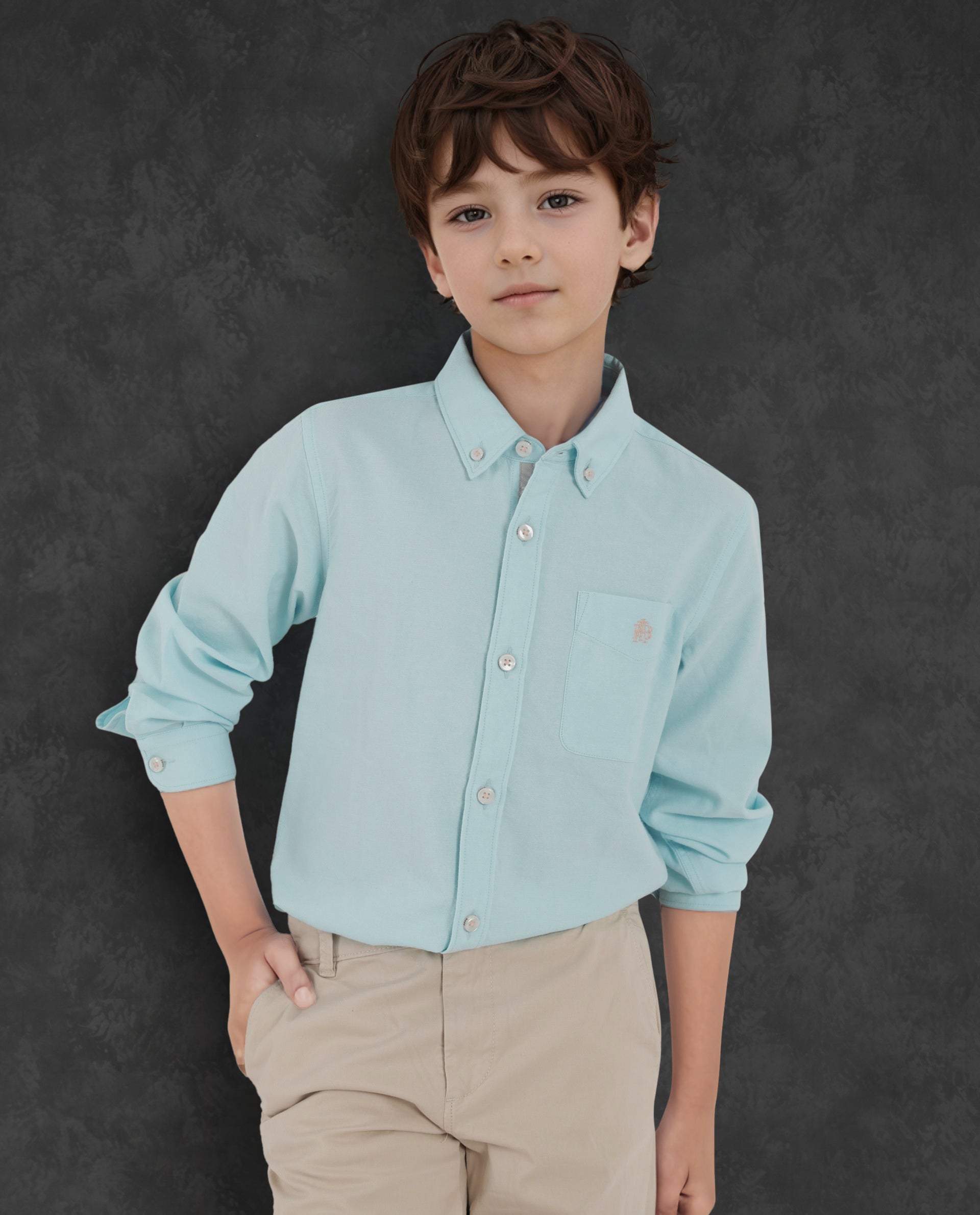 Rare Ones Kids Jac Blue Cotton Full Sleeves Button Down Regular Fit Solid Shirt