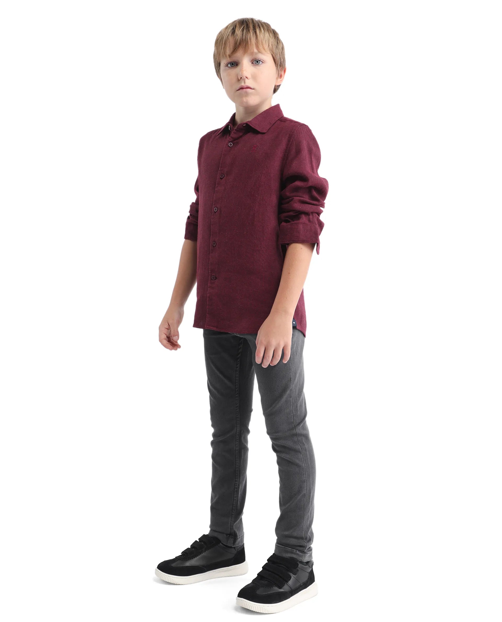 Rare Ones Kids Jace-K Grey Cotton Solid Button Closure Slim Fit Fit Denim Pant