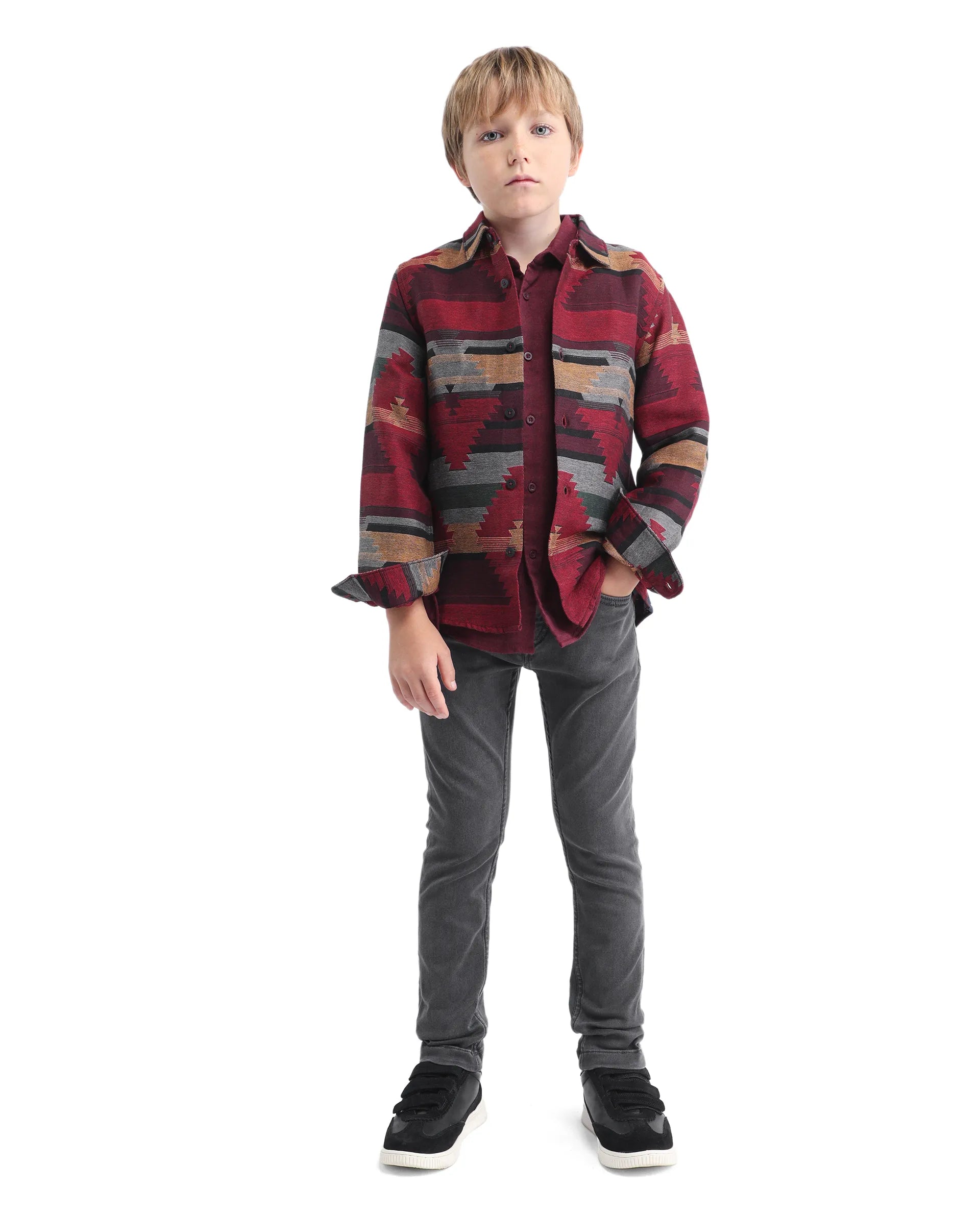 Rare Ones Kids Jace-K Grey Cotton Solid Button Closure Slim Fit Fit Denim Pant