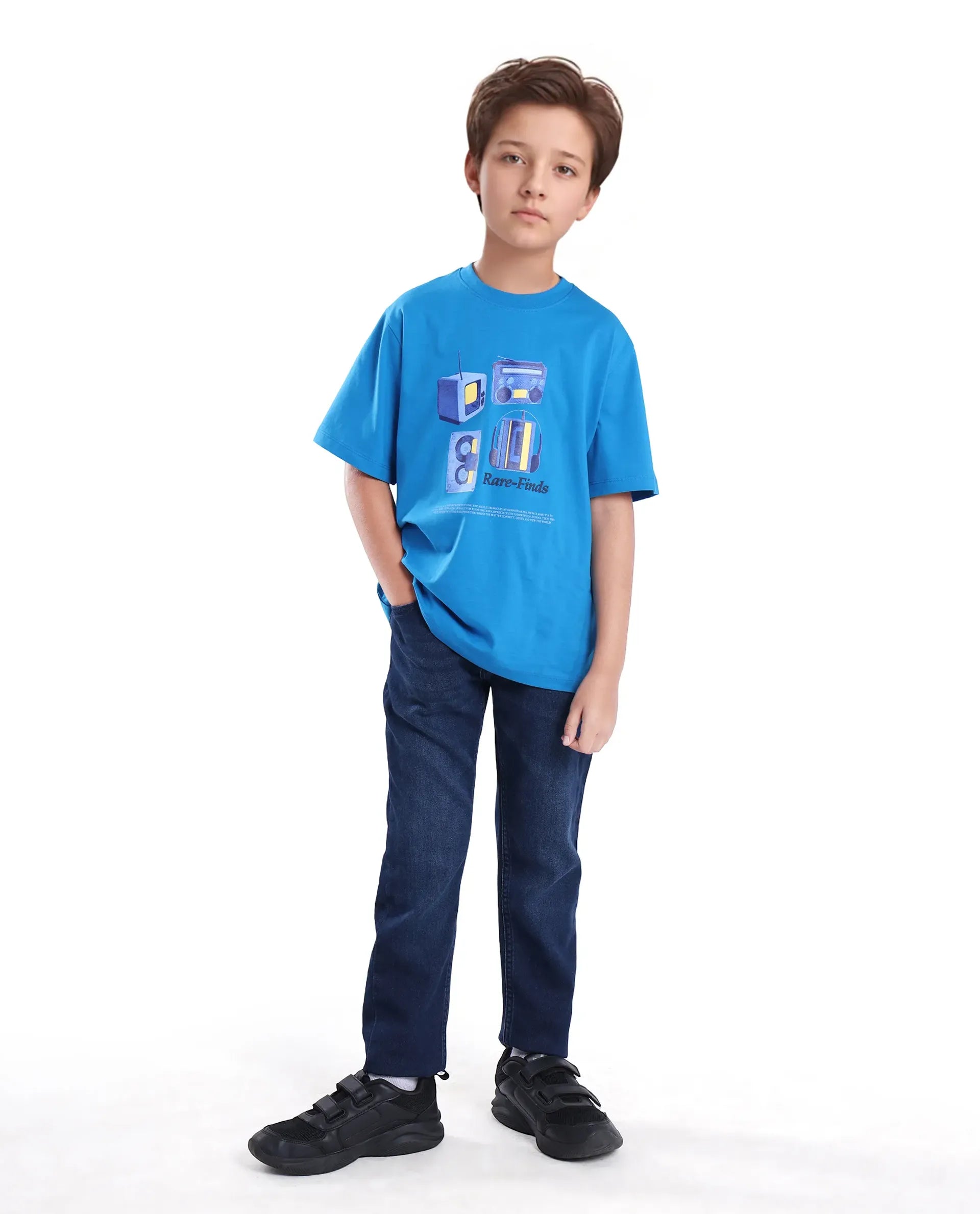 Rare Ones Kids Jace 2 Light Blue Cotton Solid Button And Zip Closure Slim Fit Jeans