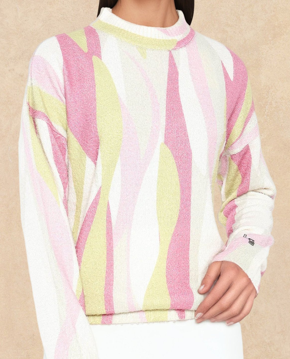 Rareism Women Jacira Light Multi Relaxed Fit Printed Sweater