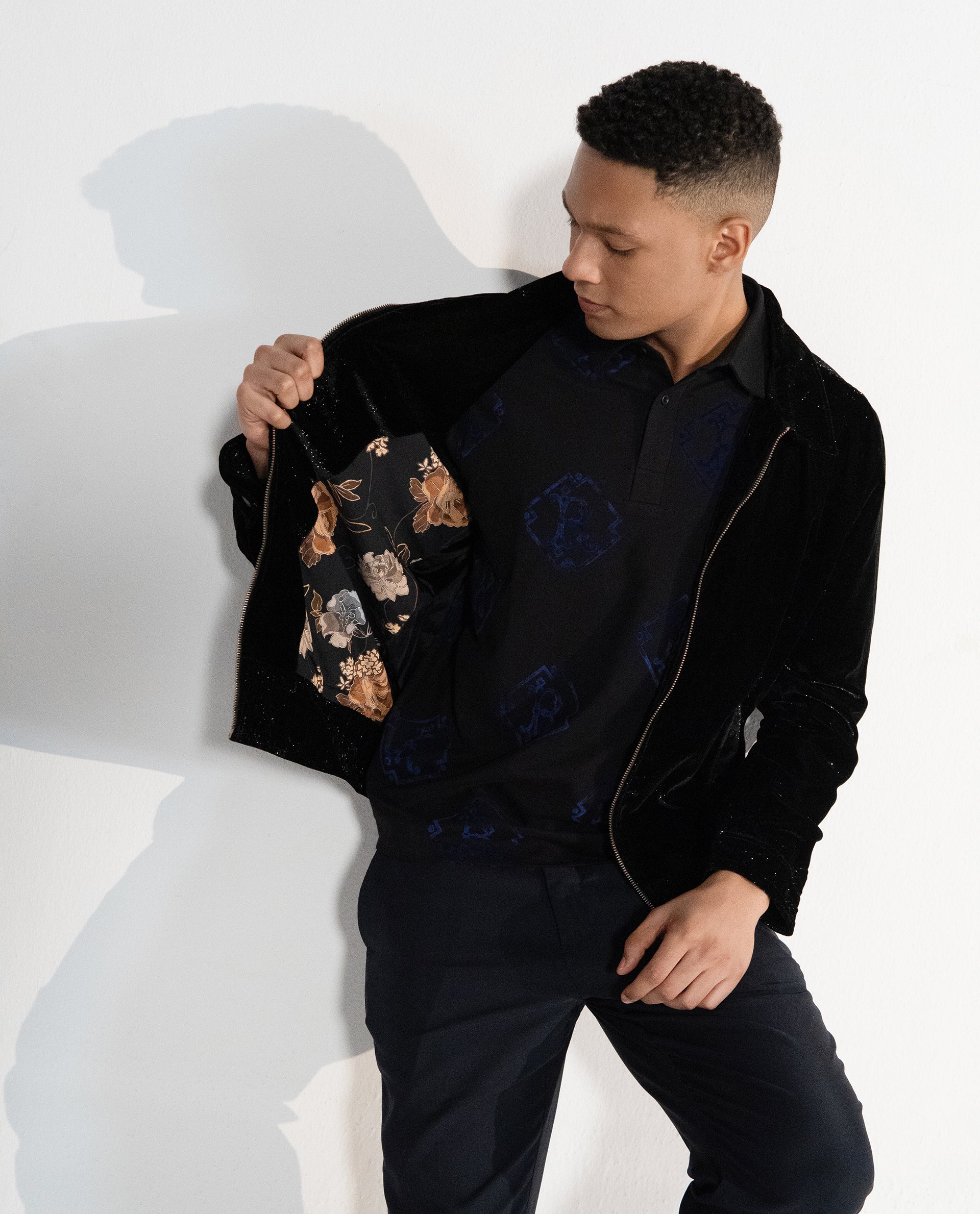 Rare Rabbit Men Otaki-2 Black Polyester Fabric Full Sleeve Collared Neck Zipper Closure Plain Jacket