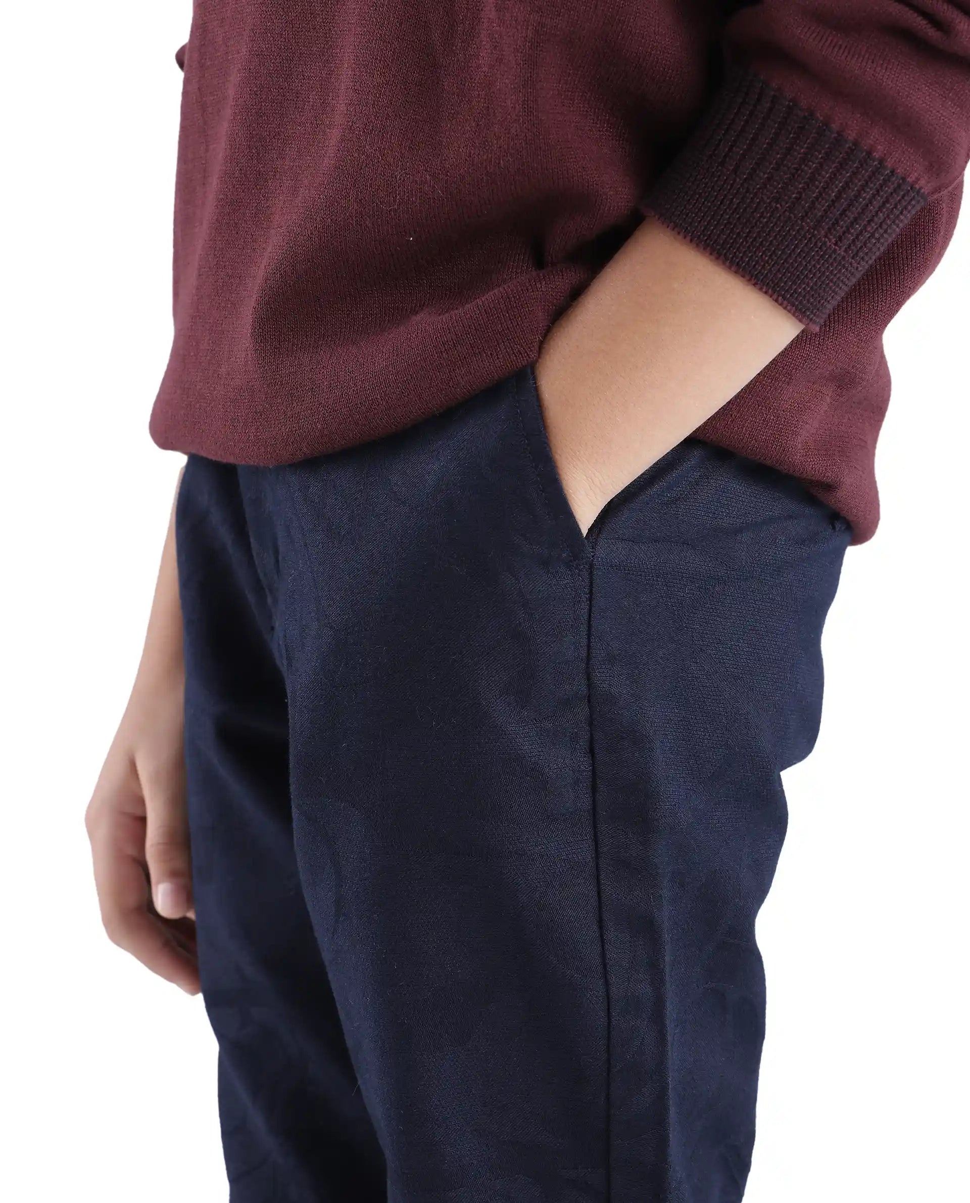 Rare Ones Kids Jack Navy Cotton Solid Trouser