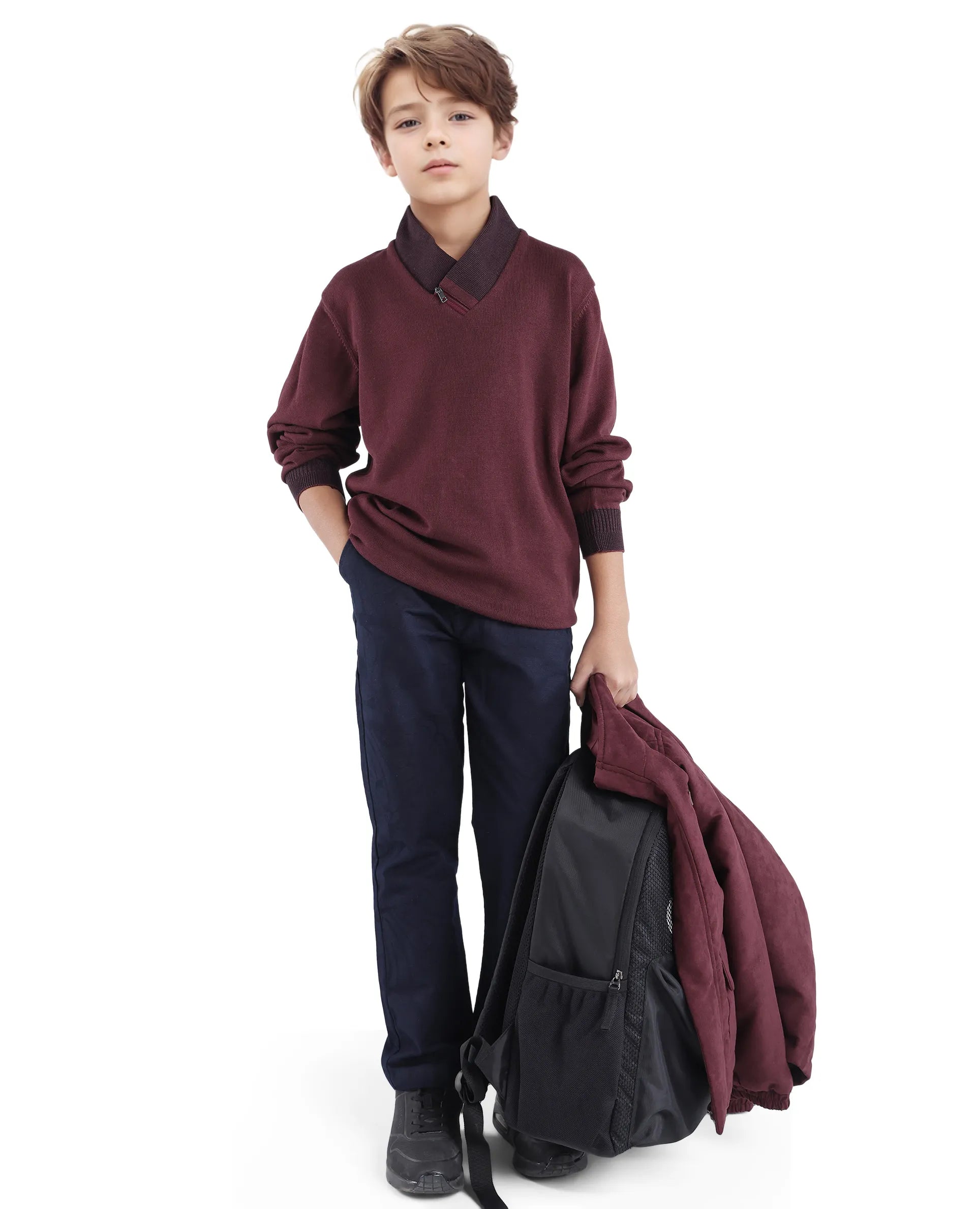 Rare Ones Kids Jack Navy Cotton Solid Trouser