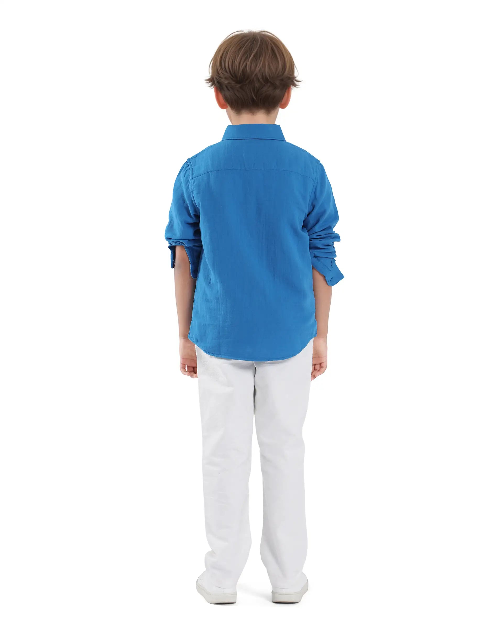 Rare Ones Kids Jack Off White Cotton Plain Button & Zip & Drawstring Closure Regular Fit Trouser